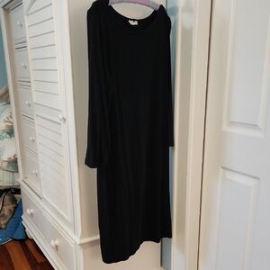 GAP Black Sheath Midi Dress with Bishop Sleeves